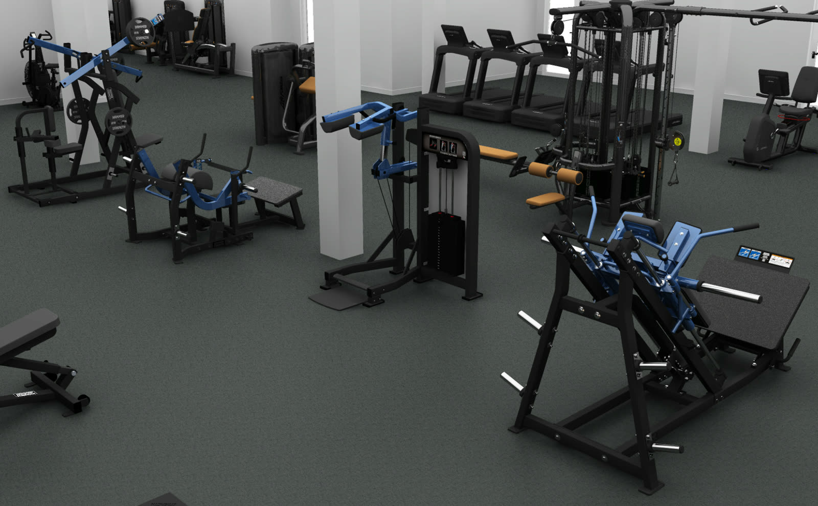 The Atlantis Sports Club fitness floor — Life Fitness and Hammer Strength equipment